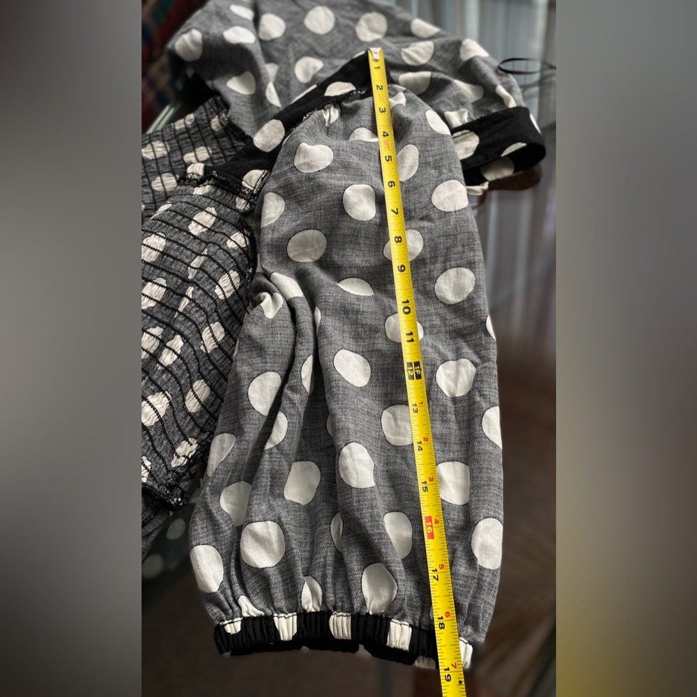 Polka-Dot AVA & VIV Puff Sleeve Luxury Black & White Dress - Picture 12 of 16